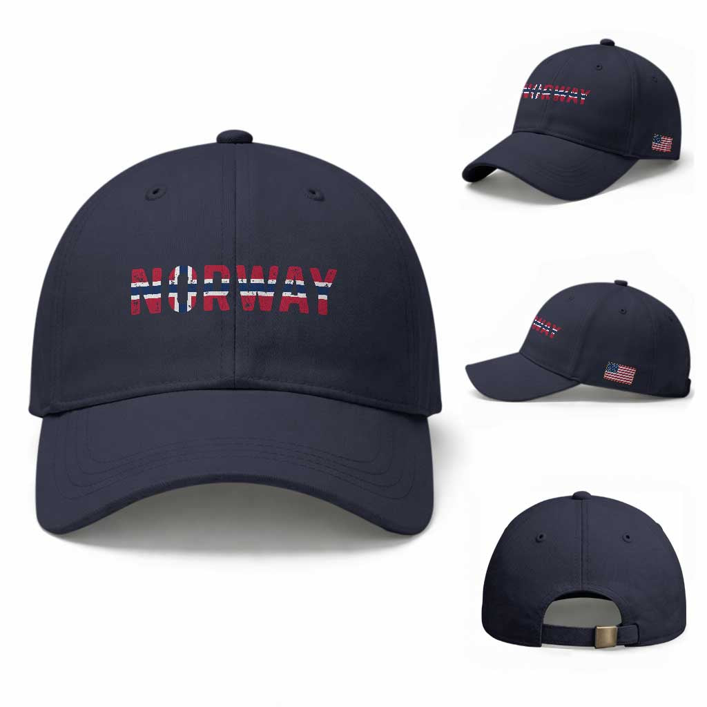 Norge Norway Norwegian Flag Baseball Cap TS14 Baseball Cap Universal Fit Navy Print Your Wear