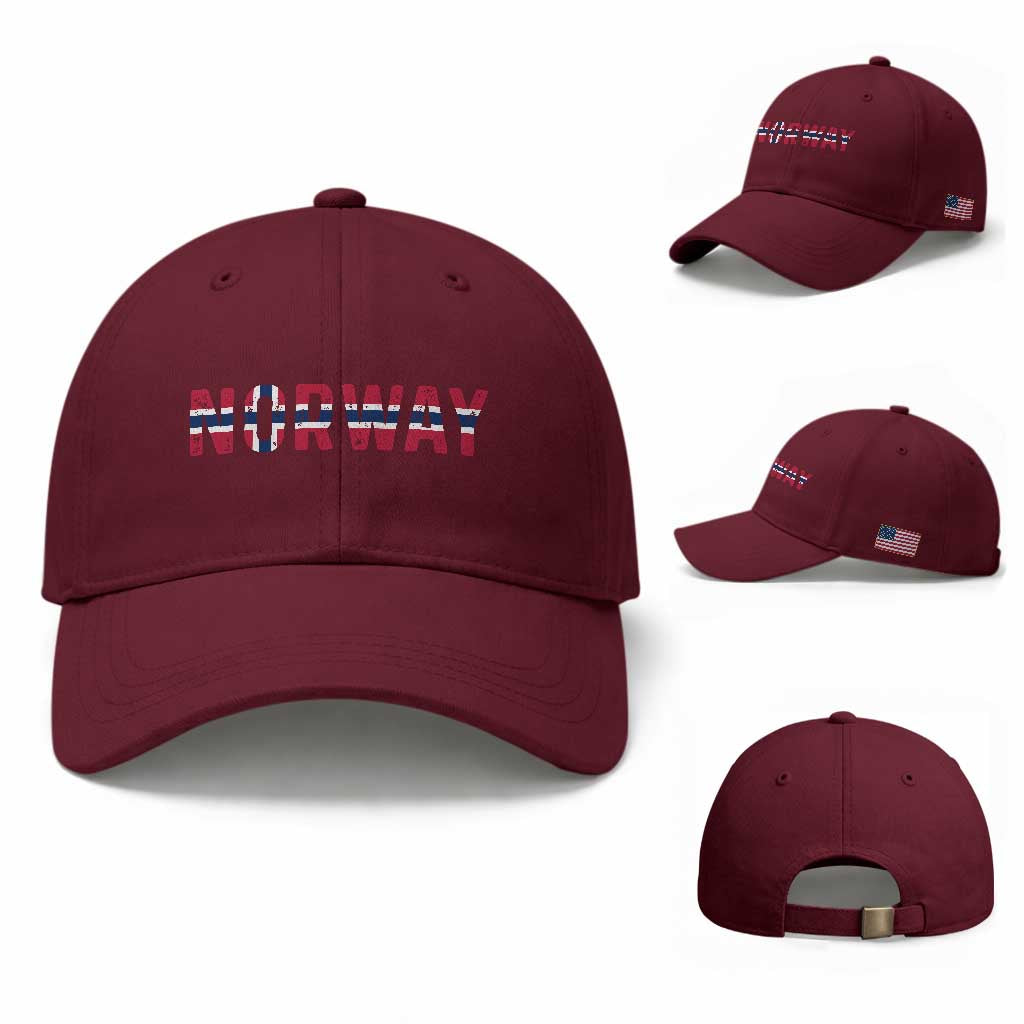 Norge Norway Norwegian Flag Baseball Cap TS14 Baseball Cap Universal Fit Maroon Print Your Wear