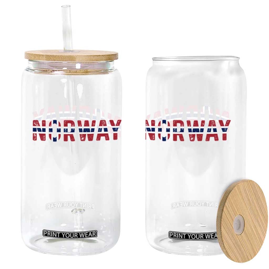 Norge Norway Norwegian Flag Glass Can TS14 Print Your Wear