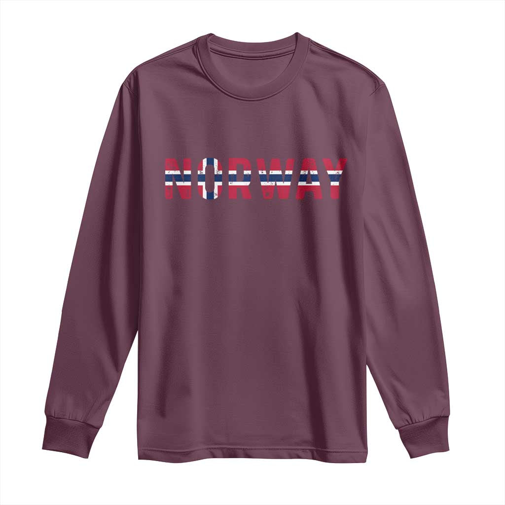 Norge Norway Norwegian Flag Long Sleeve Shirt TS14 Maroon Print Your Wear
