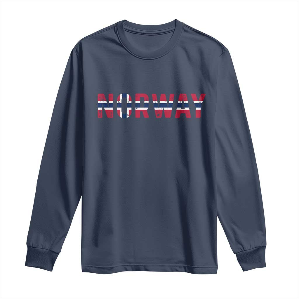 Norge Norway Norwegian Flag Long Sleeve Shirt TS14 Navy Print Your Wear