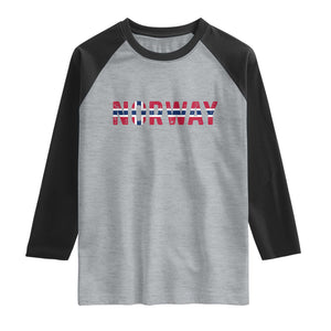 Norge Norway Norwegian Flag Raglan Shirt TS14 Heather Gray Black Print Your Wear