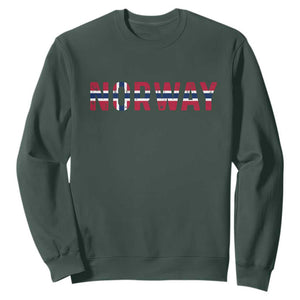 Norge Norway Norwegian Flag Sweatshirt TS14 Dark Forest Green Print Your Wear