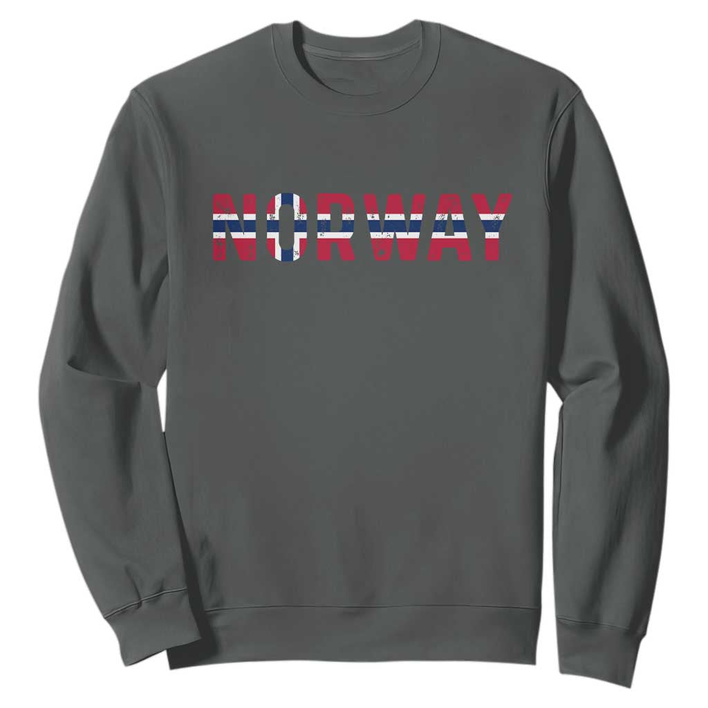 Norge Norway Norwegian Flag Sweatshirt TS14 Dark Heather Print Your Wear