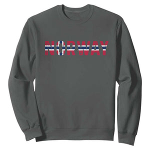 Norge Norway Norwegian Flag Sweatshirt TS14 Dark Heather Print Your Wear