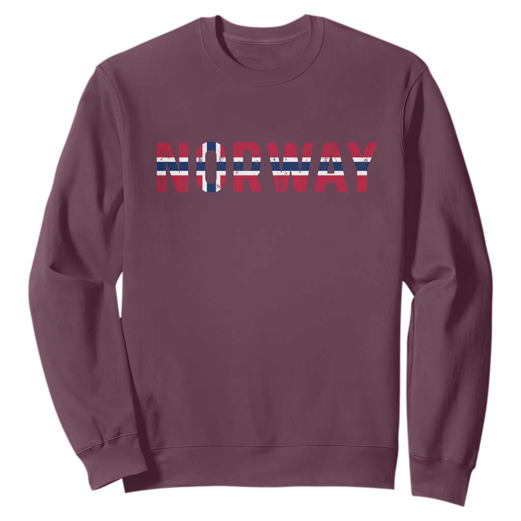 Norge Norway Norwegian Flag Sweatshirt TS14 Maroon Print Your Wear