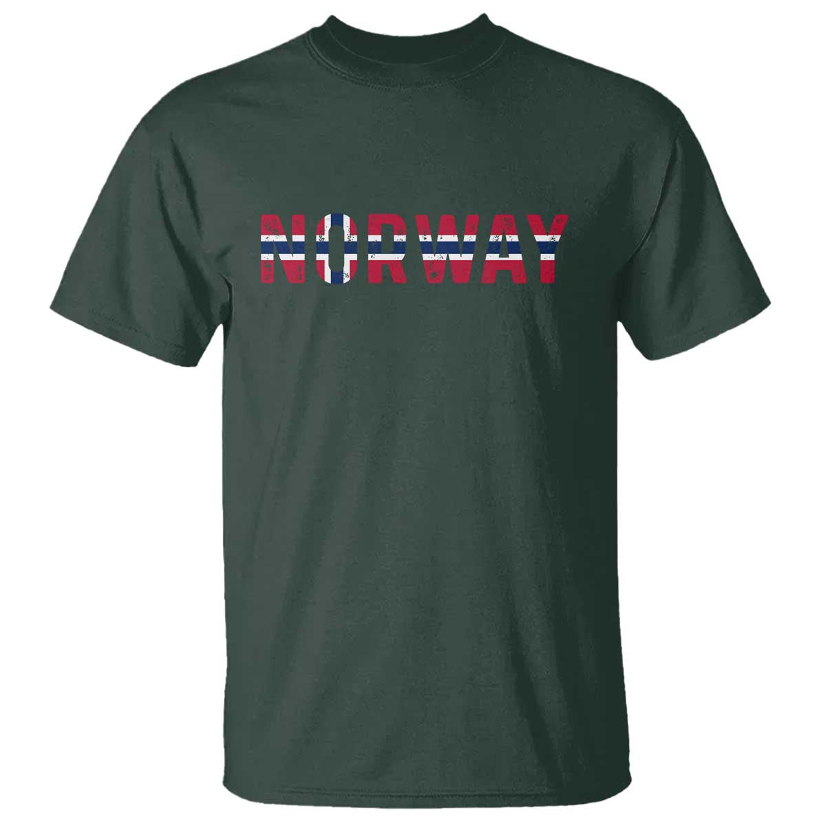 Norge Norway Norwegian Flag T Shirt TS14 Dark Forest Green Print Your Wear