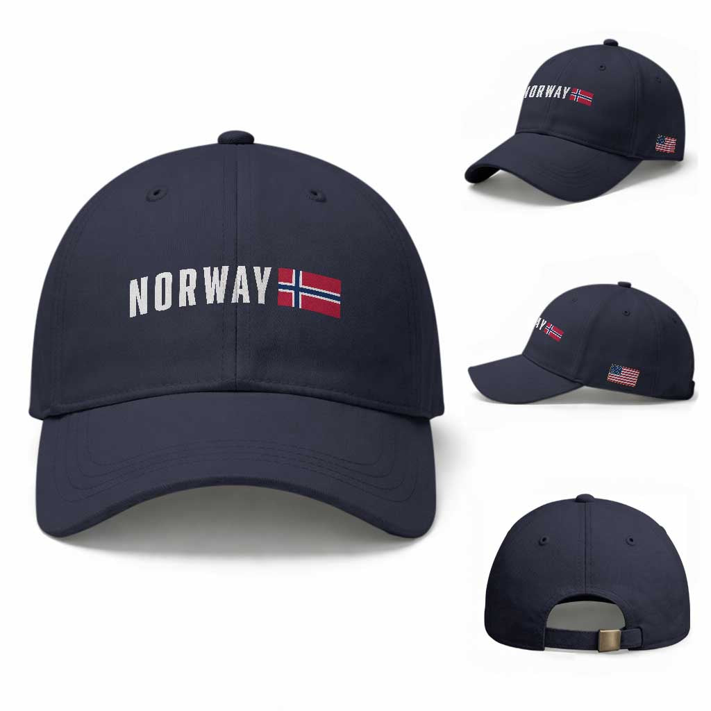 Norwegian Pride Flag Norway Great Gift Baseball Cap TS14 Baseball Cap Universal Fit Navy Print Your Wear