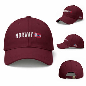 Norwegian Pride Flag Norway Great Gift Baseball Cap TS14 Baseball Cap Universal Fit Maroon Print Your Wear