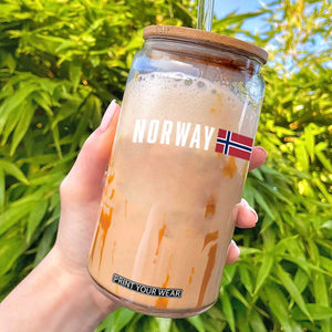 Norwegian Pride Flag Norway Great Gift Glass Can TS14 Black Print Your Wear