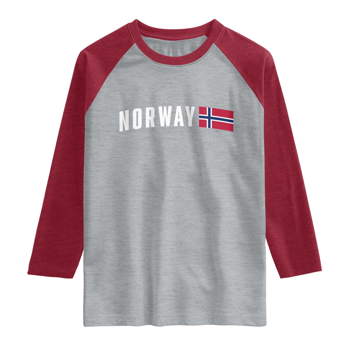Norwegian Pride Flag Norway Great Gift Raglan Shirt TS14 Heather Gray Heather Red Print Your Wear