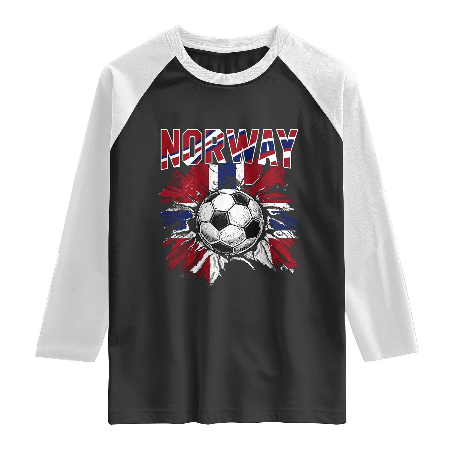 Norway Soccer Fan Raglan Shirt Norwegian Football Supporter Fan Gift TS14 Black White Print Your Wear