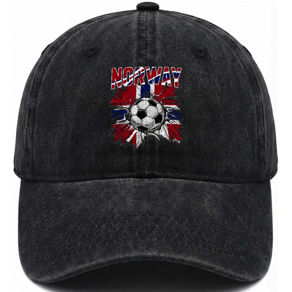 Norway Soccer Fan Washed Cotton Baseball Cap Norwegian Football Supporter Fan Gift TS14 Print Your Wear