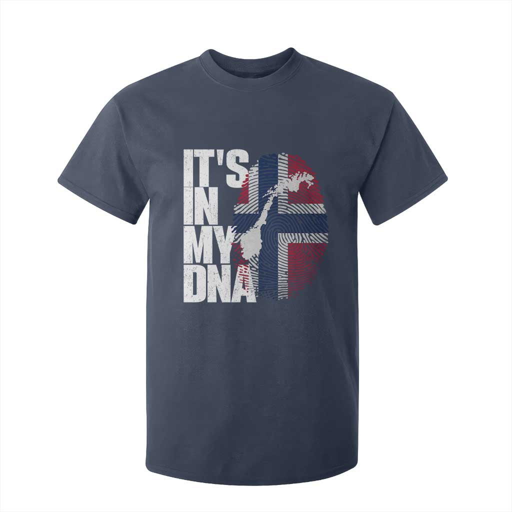 It's in My DNA T Shirt For Kid Norwegian Norway Map Flag Pride TS14 Navy Print Your Wear