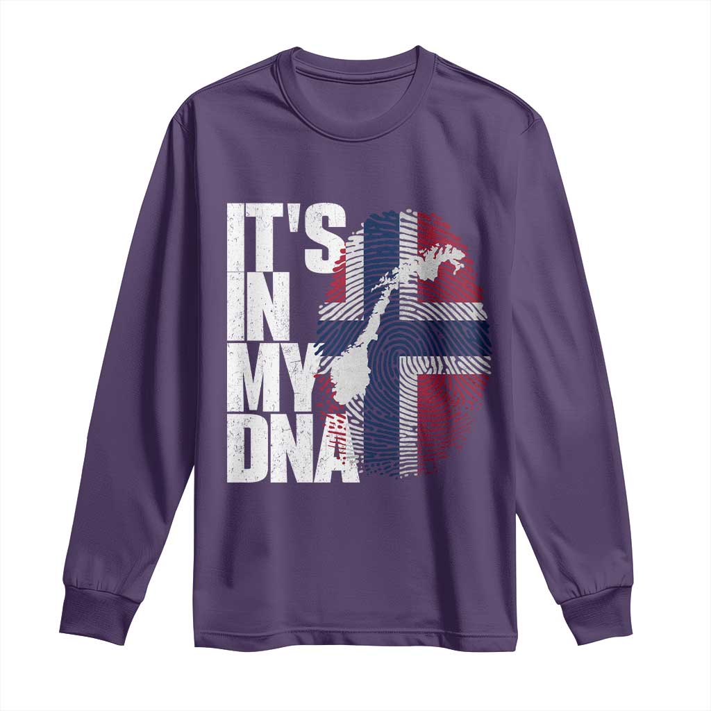 It's in My DNA Long Sleeve Shirt Norwegian Norway Map Flag Pride TS14 Purple Print Your Wear