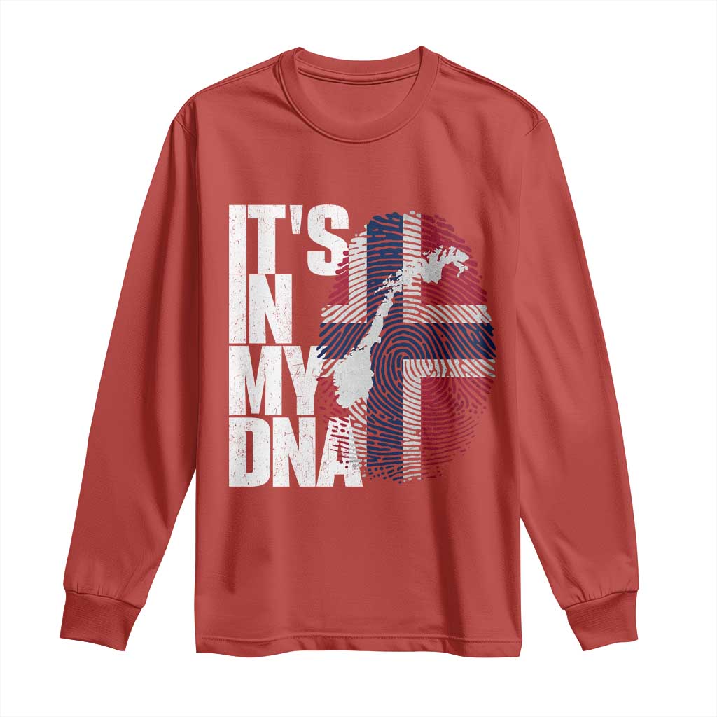 It's in My DNA Long Sleeve Shirt Norwegian Norway Map Flag Pride TS14 Red Print Your Wear