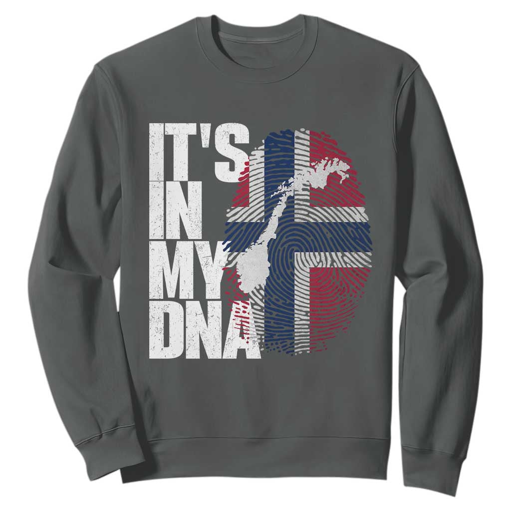 It's in My DNA Sweatshirt Norwegian Norway Map Flag Pride TS14 Dark Heather Print Your Wear