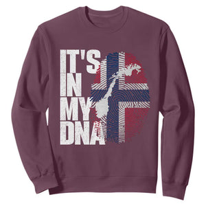 It's in My DNA Sweatshirt Norwegian Norway Map Flag Pride TS14 Maroon Print Your Wear