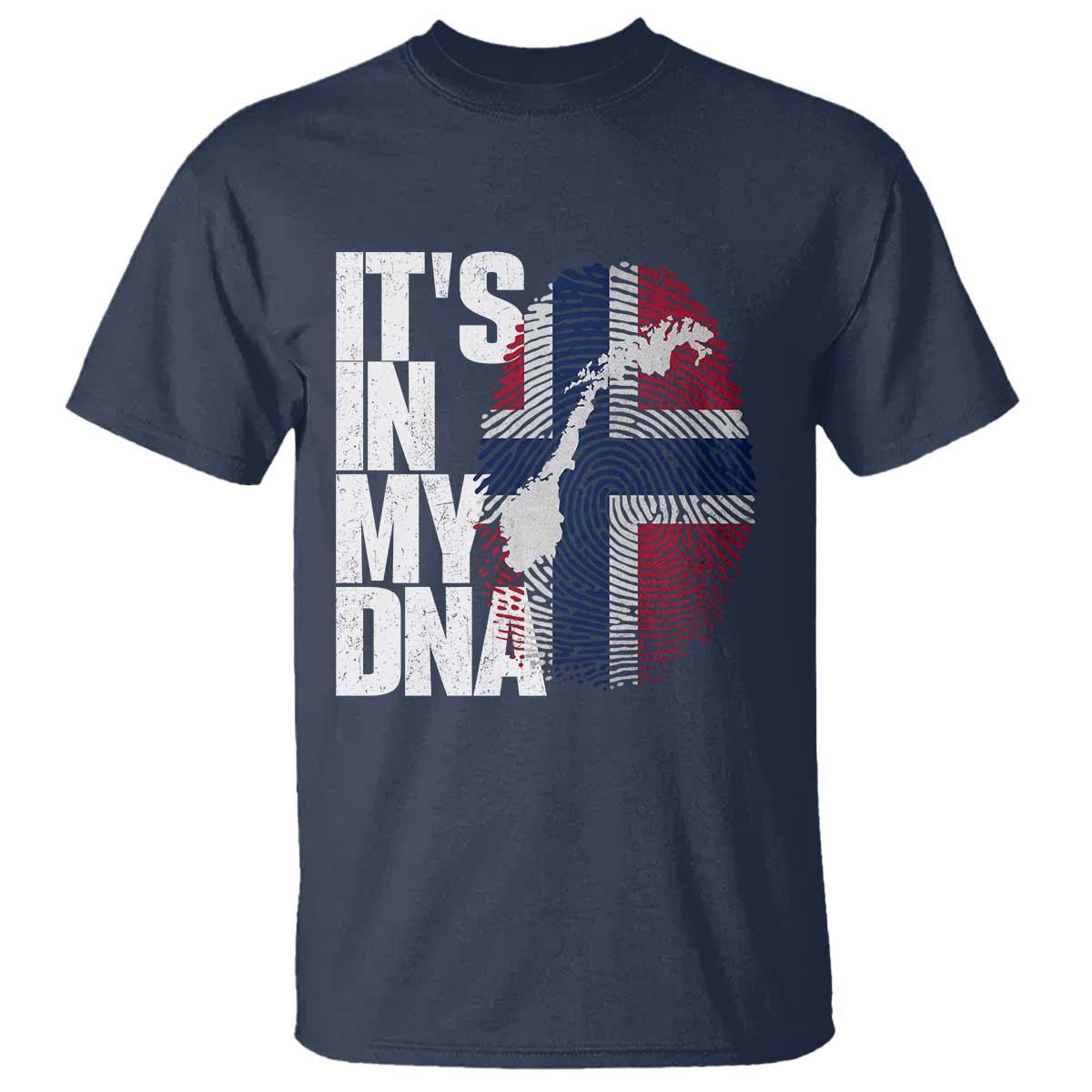 It's in My DNA T Shirt Norwegian Norway Map Flag Pride TS14 Navy Print Your Wear