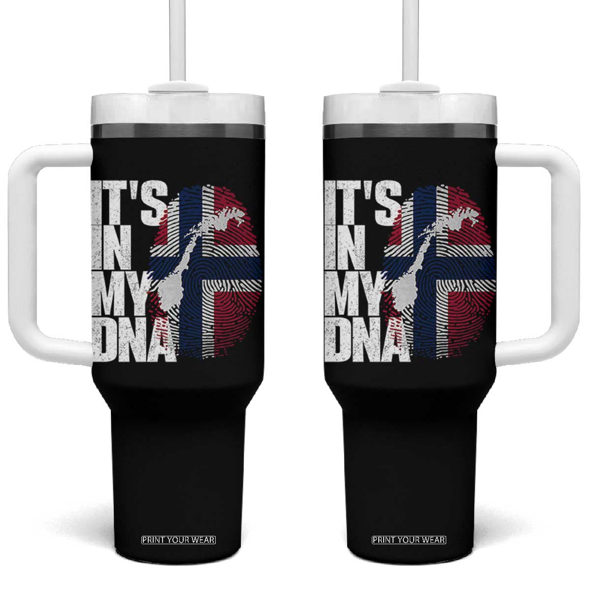 It's in My DNA Tumbler With Handle Norwegian Norway Map Flag Pride TS14 One Size: 40 oz Black Print Your Wear