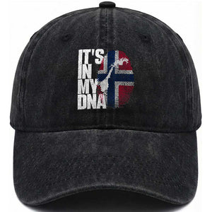 It's in My DNA Washed Cotton Baseball Cap Norwegian Norway Map Flag Pride TS14 Print Your Wear