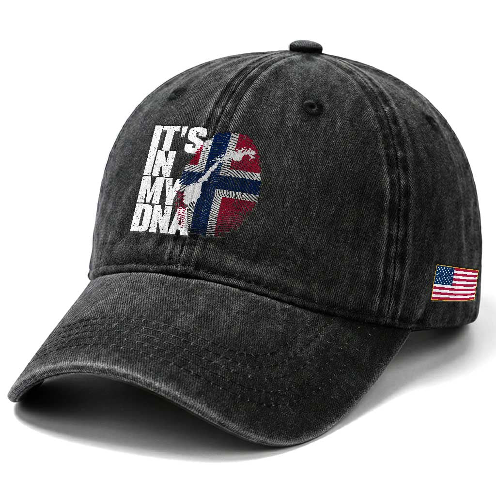 It's in My DNA Washed Cotton Baseball Cap Norwegian Norway Map Flag Pride TS14 Print Your Wear