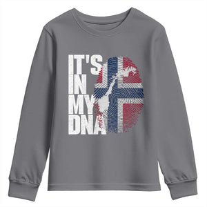 It's in My DNA Youth Sweatshirt Norwegian Norway Map Flag Pride TS14 Charcoal Print Your Wear