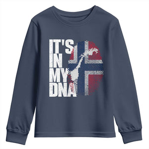 It's in My DNA Youth Sweatshirt Norwegian Norway Map Flag Pride TS14 Navy Print Your Wear