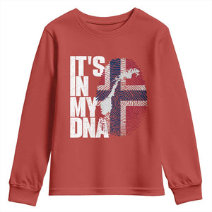 It's in My DNA Youth Sweatshirt Norwegian Norway Map Flag Pride TS14 Red Print Your Wear