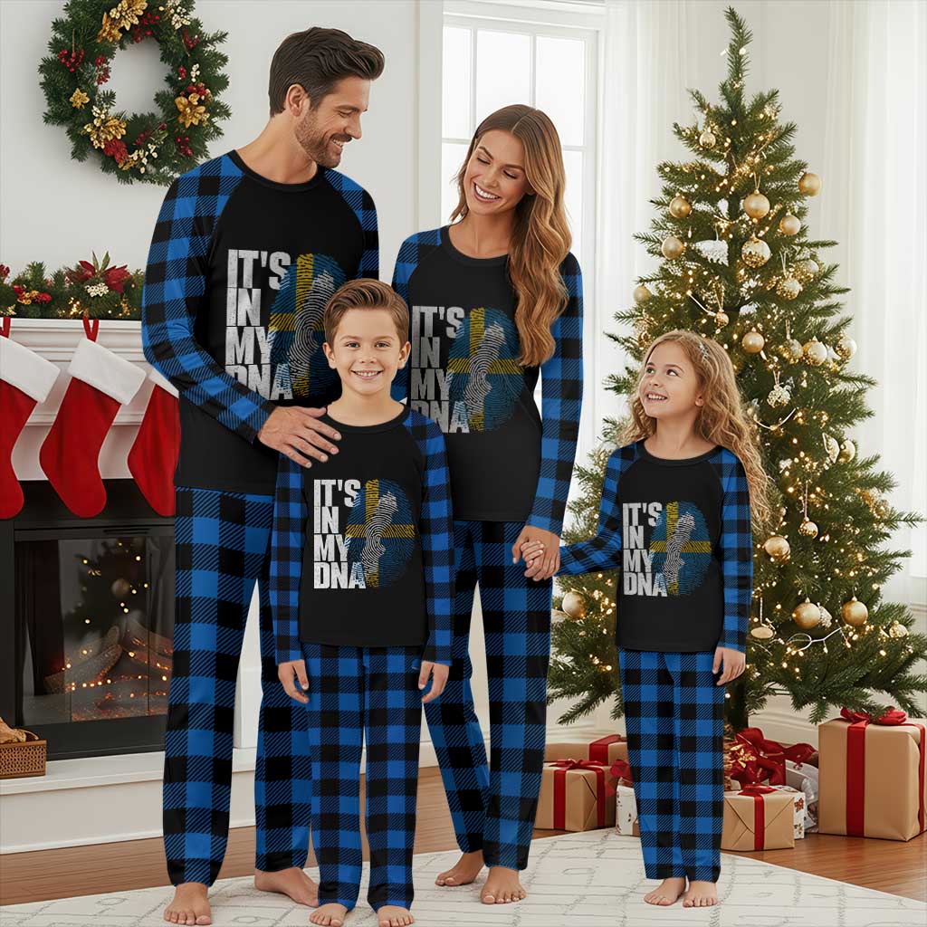 It's in My DNA Plaid Pajama Set Sweden Sverige Swedish Map Flag TS14 Blue Plaid Print Your Wear