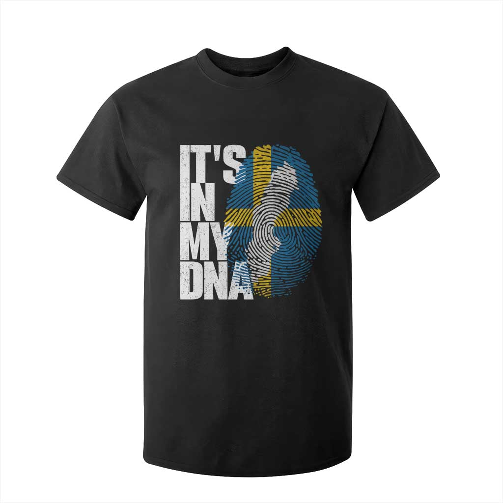 It's in My DNA T Shirt For Kid Sweden Sverige Swedish Map Flag TS14 Black Print Your Wear