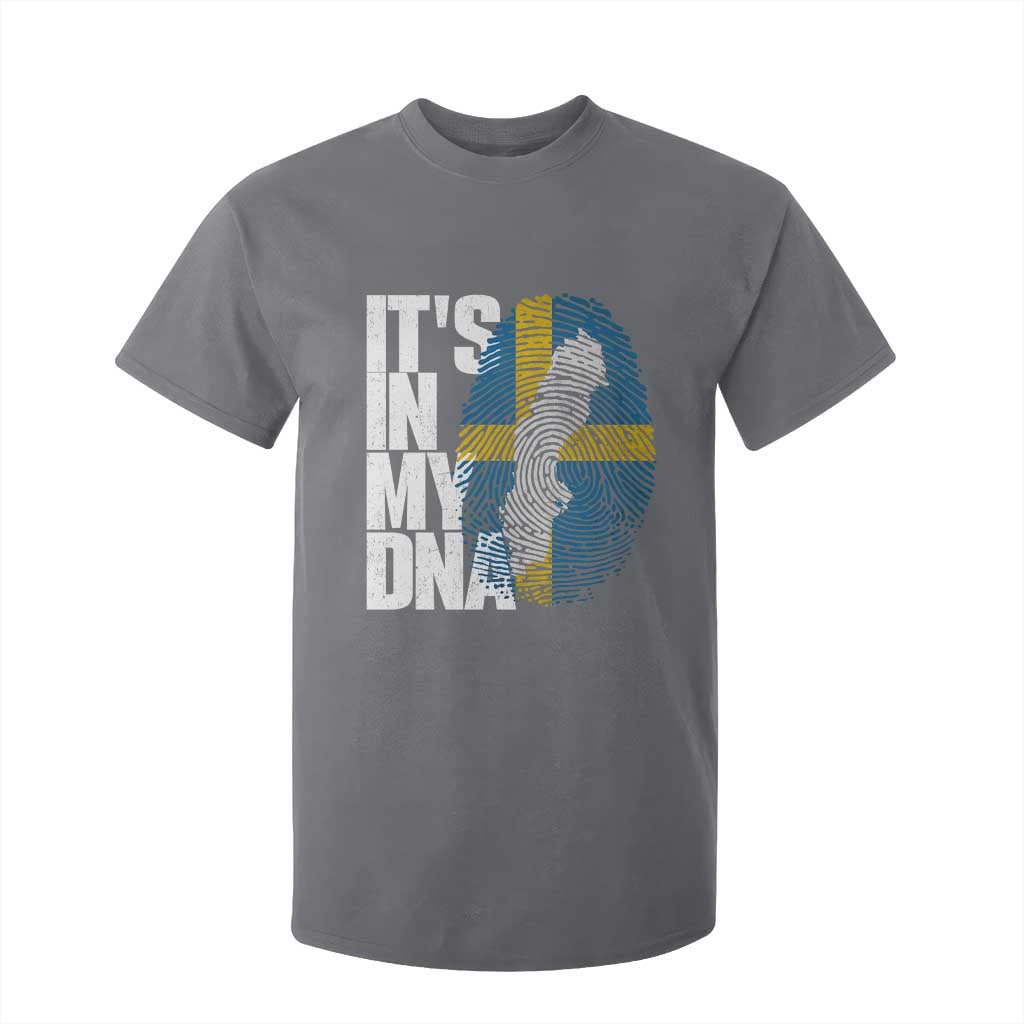 It's in My DNA T Shirt For Kid Sweden Sverige Swedish Map Flag TS14 Charcoal Print Your Wear