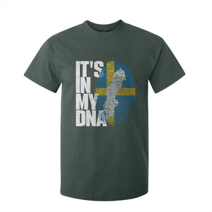 It's in My DNA T Shirt For Kid Sweden Sverige Swedish Map Flag TS14 Dark Forest Green Print Your Wear