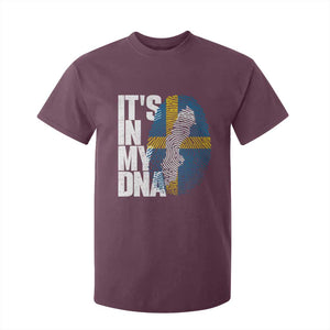 It's in My DNA T Shirt For Kid Sweden Sverige Swedish Map Flag TS14 Maroon Print Your Wear