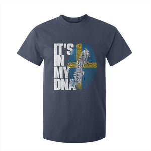 It's in My DNA T Shirt For Kid Sweden Sverige Swedish Map Flag TS14 Navy Print Your Wear