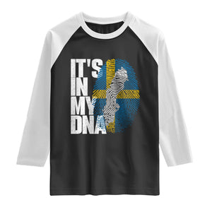 It's in My DNA Raglan Shirt Sweden Sverige Swedish Map Flag TS14 Black White Print Your Wear