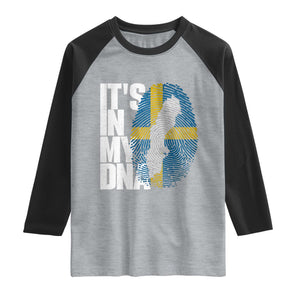 It's in My DNA Raglan Shirt Sweden Sverige Swedish Map Flag TS14 Heather Gray Black Print Your Wear