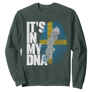 It's in My DNA Sweatshirt Sweden Sverige Swedish Map Flag TS14 Dark Forest Green Print Your Wear