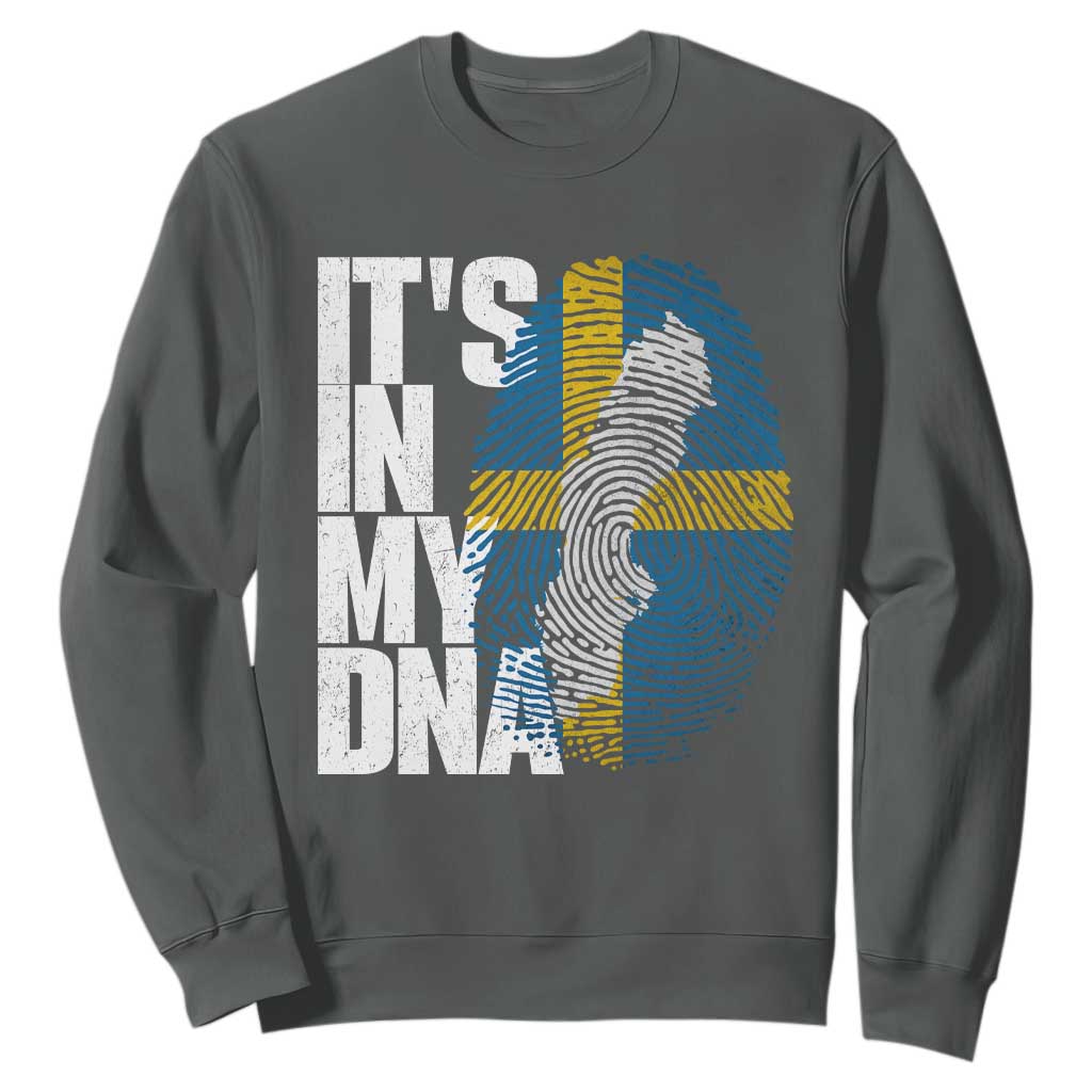 It's in My DNA Sweatshirt Sweden Sverige Swedish Map Flag TS14 Dark Heather Print Your Wear