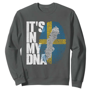 It's in My DNA Sweatshirt Sweden Sverige Swedish Map Flag TS14 Dark Heather Print Your Wear
