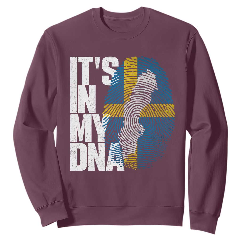 It's in My DNA Sweatshirt Sweden Sverige Swedish Map Flag TS14 Maroon Print Your Wear