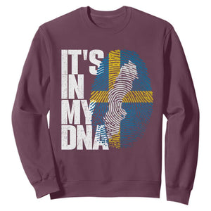 It's in My DNA Sweatshirt Sweden Sverige Swedish Map Flag TS14 Maroon Print Your Wear