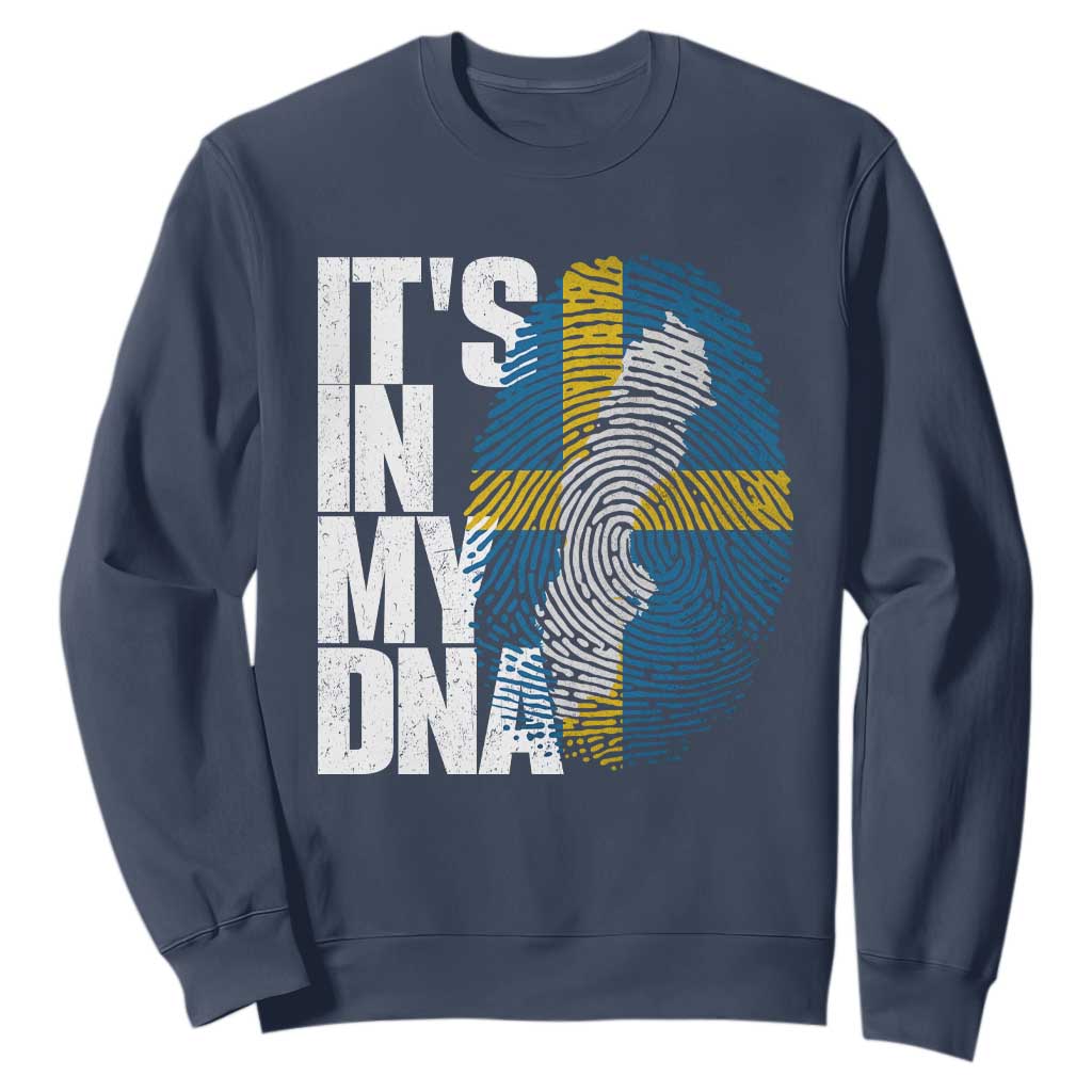It's in My DNA Sweatshirt Sweden Sverige Swedish Map Flag TS14 Navy Print Your Wear