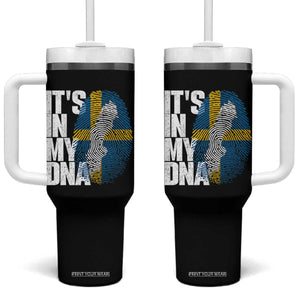 It's in My DNA Tumbler With Handle Sweden Sverige Swedish Map Flag TS14 One Size: 40 oz Black Print Your Wear