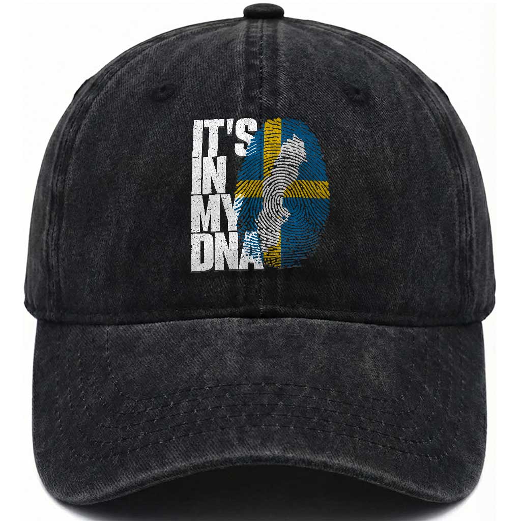 It's in My DNA Washed Cotton Baseball Cap Sweden Sverige Swedish Map Flag TS14 Print Your Wear