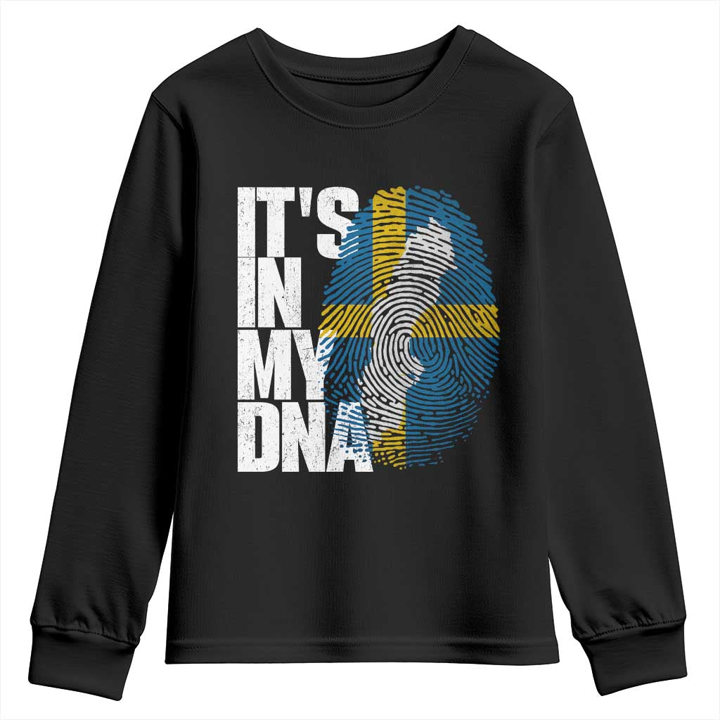 It's in My DNA Youth Sweatshirt Sweden Sverige Swedish Map Flag TS14 Black Print Your Wear
