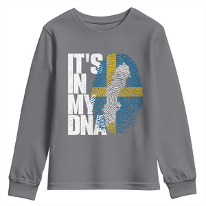 It's in My DNA Youth Sweatshirt Sweden Sverige Swedish Map Flag TS14 Charcoal Print Your Wear