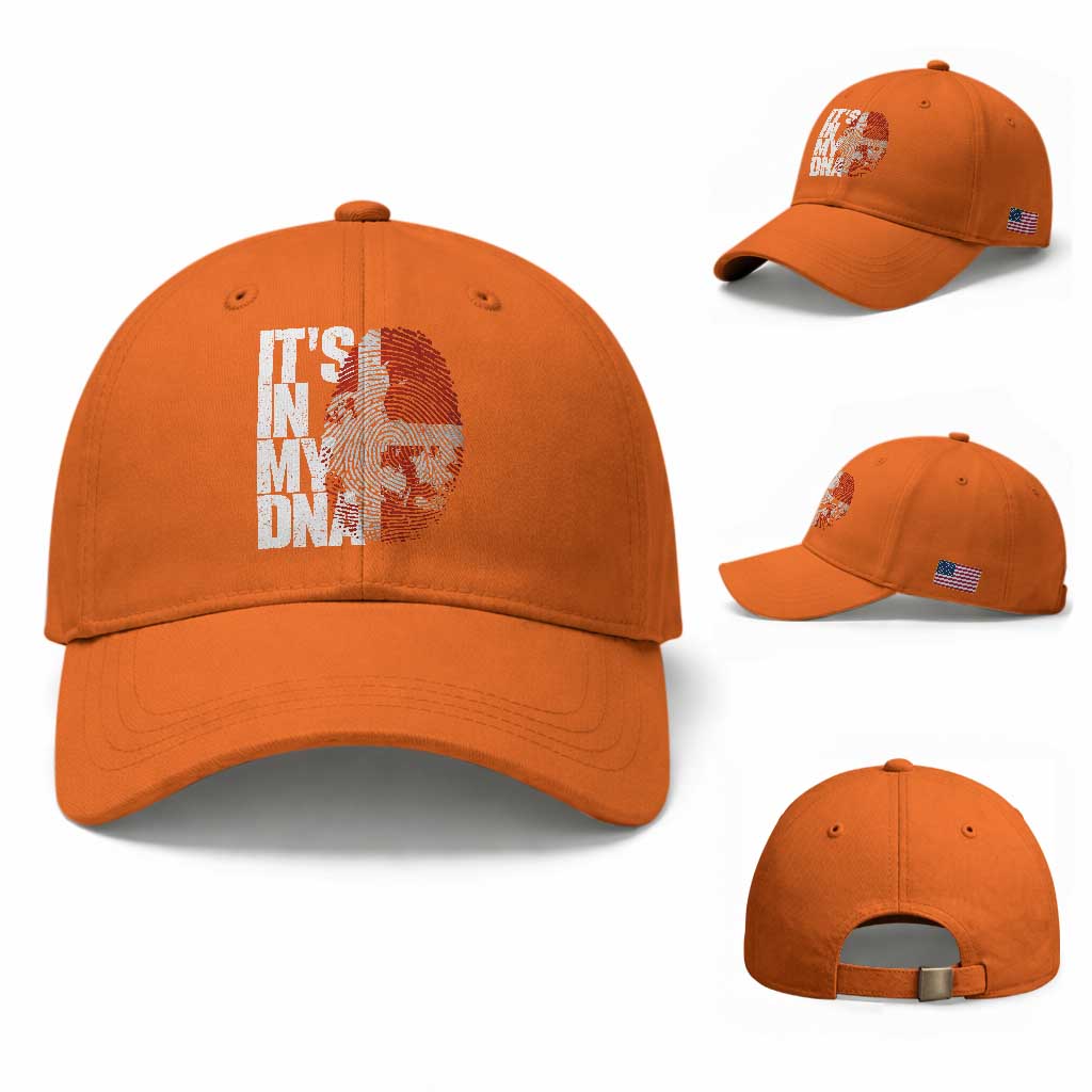 It's in My DNA Baseball Cap Denmark Map Flag Danish Gift TS14 Baseball Cap Universal Fit Orange Print Your Wear