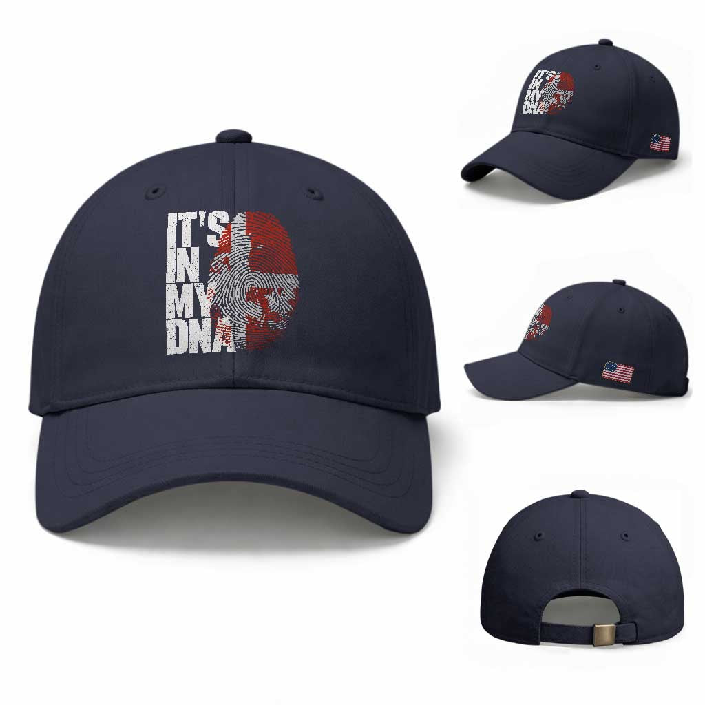 It's in My DNA Baseball Cap Denmark Map Flag Danish Gift TS14 Baseball Cap Universal Fit Navy Print Your Wear