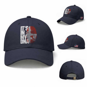 It's in My DNA Baseball Cap Denmark Map Flag Danish Gift TS14 Baseball Cap Universal Fit Navy Print Your Wear